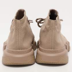 Balenciaga Beige Knit Fabric Speed Trainer Sneakers Size 40