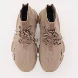 Balenciaga Beige Knit Fabric Speed Trainer Sneakers Size 40