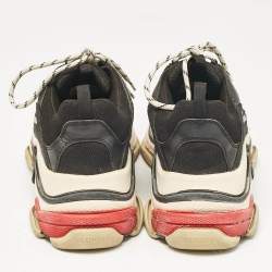 Balenciaga Black Leather and Mesh Triple S Sneakers Size 44