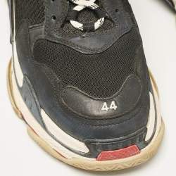 Balenciaga Black Leather and Mesh Triple S Sneakers Size 44