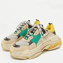 Balenciaga Multicolor Mesh And Leather Triple S Platform Sneakers Size 40