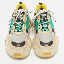 Balenciaga Multicolor Mesh And Leather Triple S Platform Sneakers Size 40
