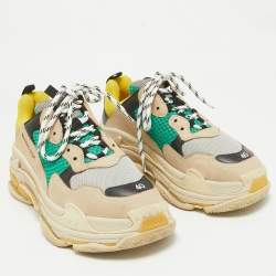 Balenciaga Multicolor Mesh And Leather Triple S Platform Sneakers Size 40