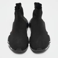 Balenciaga Black Knit Fabric Graffiti Speed Trainer Sneakers Size 42