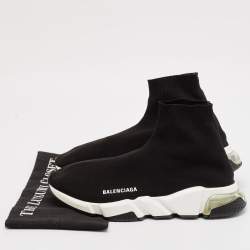 Balenciaga Black Knit Fabric Speed Trainer Sneakers Size 42