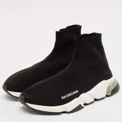 Balenciaga Black Knit Fabric Speed Trainer Sneakers Size 42