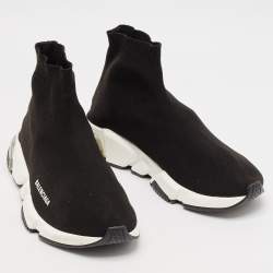 Balenciaga Black Knit Fabric Speed Trainer Sneakers Size 42