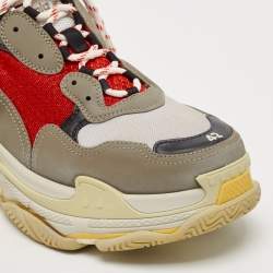 Balenciaga Multicolor Faux Leather and Mesh Triple S Sneaker Mules Size 42