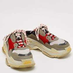 Balenciaga Multicolor Faux Leather and Mesh Triple S Sneaker Mules Size 42