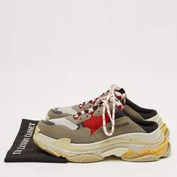 Balenciaga Multicolor Faux Leather and Mesh Triple S Sneaker Mules Size 42