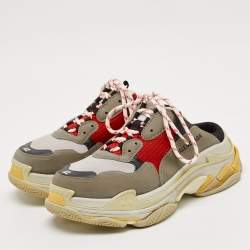 Balenciaga Multicolor Faux Leather and Mesh Triple S Sneaker Mules Size 42