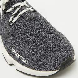 Balenciaga Grey/Black Knit Fabric Speed Trainer High Top Sneakers Size 44