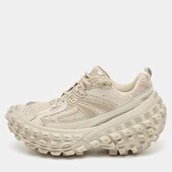 مملوكة مسبقًا Balenciaga Beige Mesh and Faux Leather Bouncer Chunky Sneakers Size 41