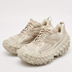 مملوكة مسبقًا Balenciaga Beige Mesh and Faux Leather Bouncer Chunky Sneakers Size 41
