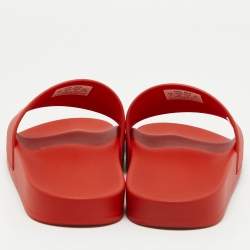 Balenciaga Red Rubber Logo Pool Slides Size 42
