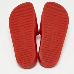 Balenciaga Red Rubber Logo Pool Slides Size 42