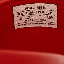 Balenciaga Red Rubber Logo Pool Slides Size 42