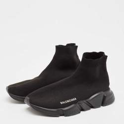 Pre Owned Balenciaga Black Knit Fabric Speed 2.0 High Top Sneakers Size 41