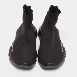 Pre Owned Balenciaga Black Knit Fabric Speed 2.0 High Top Sneakers Size 41