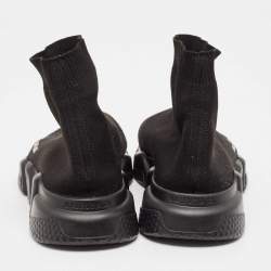 Pre Owned Balenciaga Black Knit Fabric Speed 2.0 High Top Sneakers Size 41