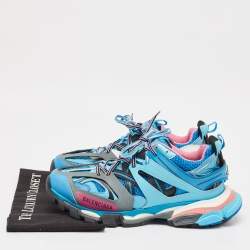 Pre Owned Balenciaga Multicolor Faux Leather and Mesh Track Lace Up Sneakers Size 41