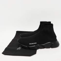 Pre Owned Balenciaga Black Knit Fabric Speed Trainer Sneakers Size 45