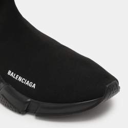 Pre Owned Balenciaga Black Knit Fabric Speed Trainer Sneakers Size 45