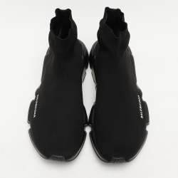 Pre Owned Balenciaga Black Knit Fabric Speed Trainer Sneakers Size 45