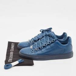 Balenciaga Blue Leather Arena Lace Up Sneakers Size 42