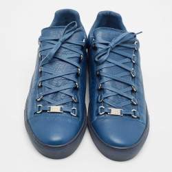 Balenciaga Blue Leather Arena Lace Up Sneakers Size 42