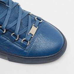 Balenciaga Blue Leather Arena Lace Up Sneakers Size 42