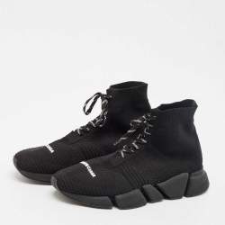 Balenciaga Black Knit Fabric Speed Trainer Sneakers Size 43