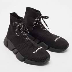 Balenciaga Black Knit Fabric Speed Trainer Sneakers Size 43