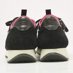 Balenciaga Black/Red Leather and Mesh Race Runner Sneakers Size 42