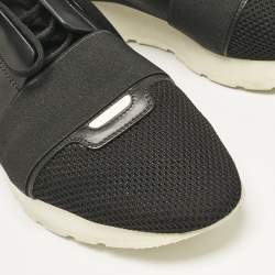 Balenciaga Black Leather and Mesh Race Runner Sneakers Size 42