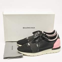 Balenciaga Black Leather and Mesh Race Runner Sneakers Size 42