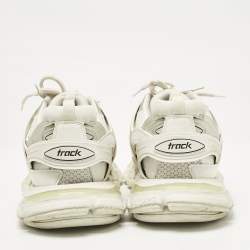 Balenciaga White Faux Leather and Mesh Track Sneakers Size 44