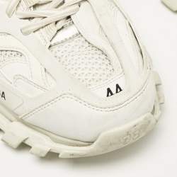 Balenciaga White Faux Leather and Mesh Track Sneakers Size 44