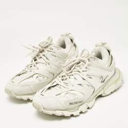 Balenciaga White Faux Leather and Mesh Track Sneakers Size 44