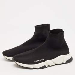 Balenciaga Black Knit Fabric Speed Trainer Sneakers Size 45