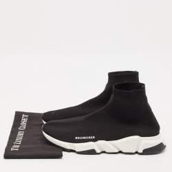 Balenciaga Black Knit Fabric Speed Trainer Sneakers Size 45