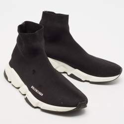 Balenciaga Black Knit Fabric Speed Trainer Sneakers Size 45