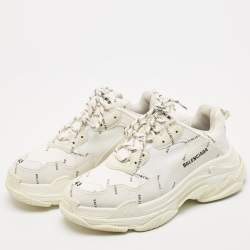 Pre Owned Balenciaga White Leather Triple S Sneakers Size 43