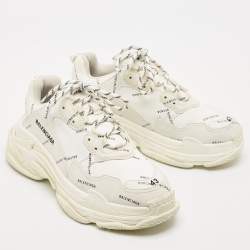 Pre Owned Balenciaga White Leather Triple S Sneakers Size 43