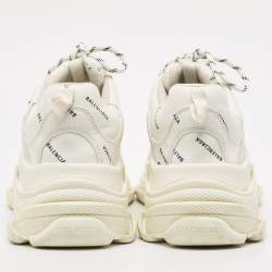 Pre Owned Balenciaga White Leather Triple S Sneakers Size 43
