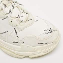 Pre Owned Balenciaga White Leather Triple S Sneakers Size 43