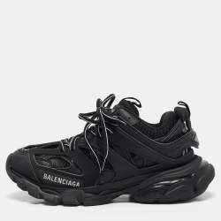 Balenciaga Black Faux Leather and Mesh Track Sneakers Size 36