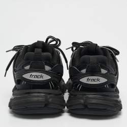 Balenciaga Black Faux Leather and Mesh Track Sneakers Size 36