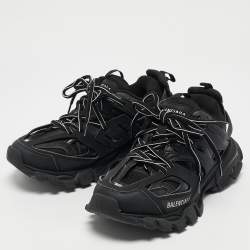 Balenciaga Black Faux Leather and Mesh Track Sneakers Size 36