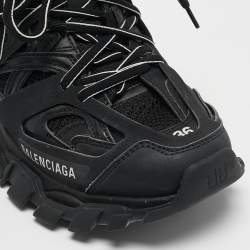 Balenciaga Black Faux Leather and Mesh Track Sneakers Size 36